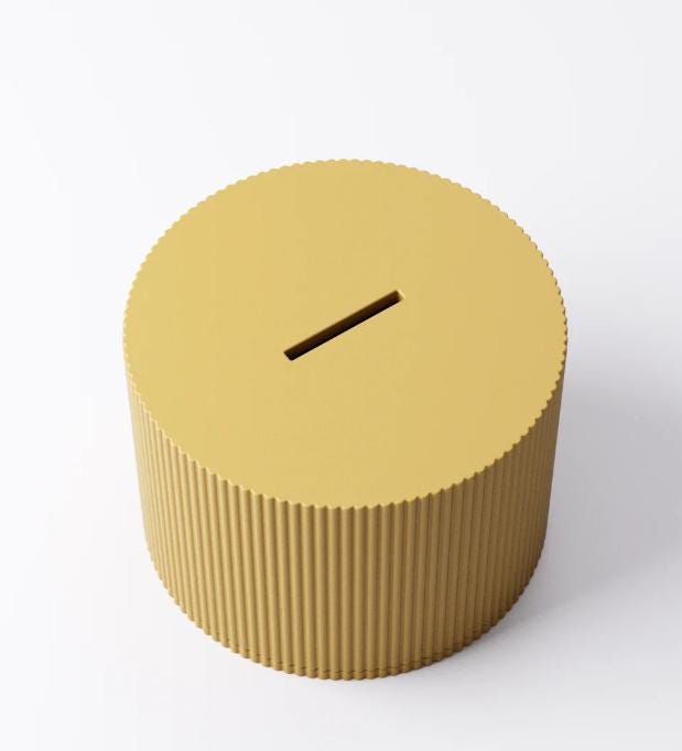 Ribbed Coin Bank – view 8, 3D printed by RS-3D