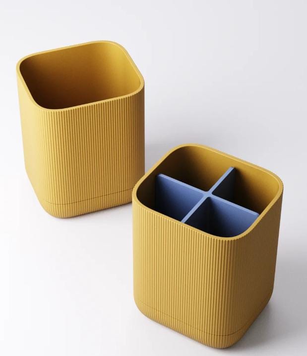 Ribbed Toothbrush Holder with Drip Tray – view 5, 3D printed by RS-3D