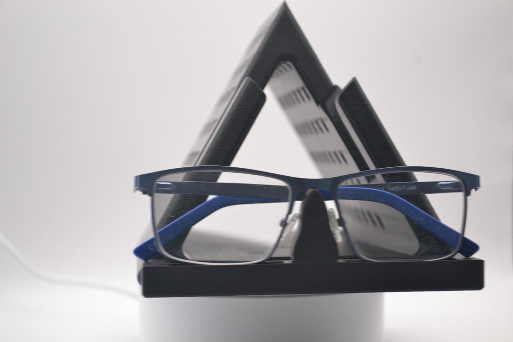 Book Stand & Glasses Holder with Page Holder and Book Spreader – view 8, 3D printed by RS-3D