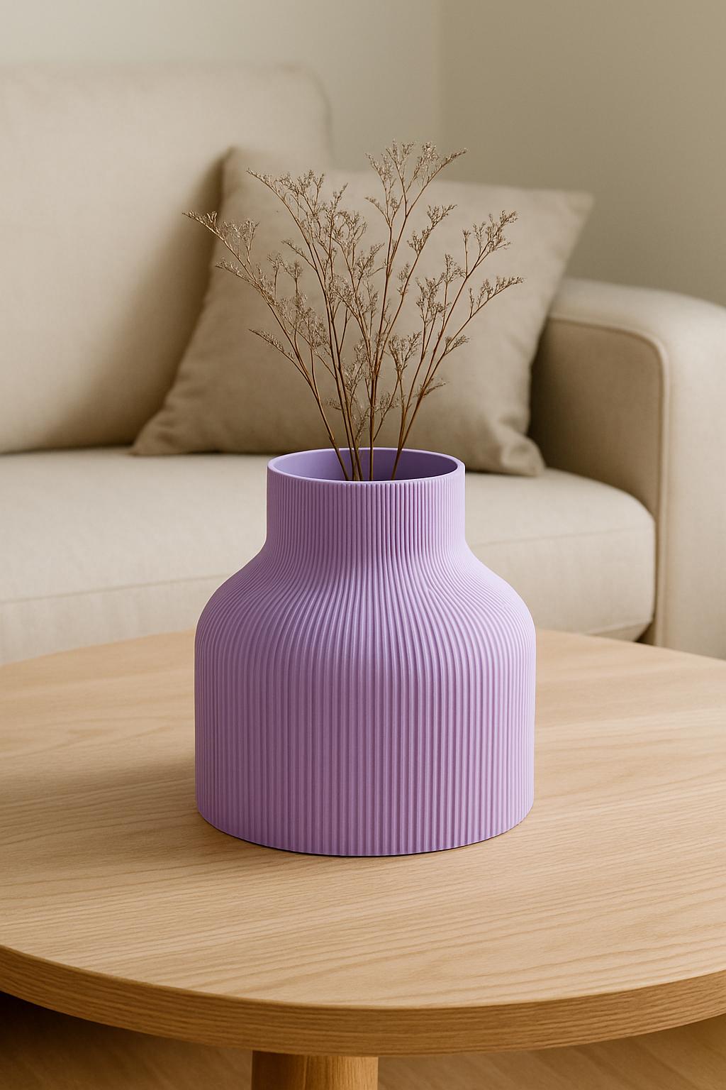 Wide Ribbed Vase – 3D printed by RS-3D in Glasgow