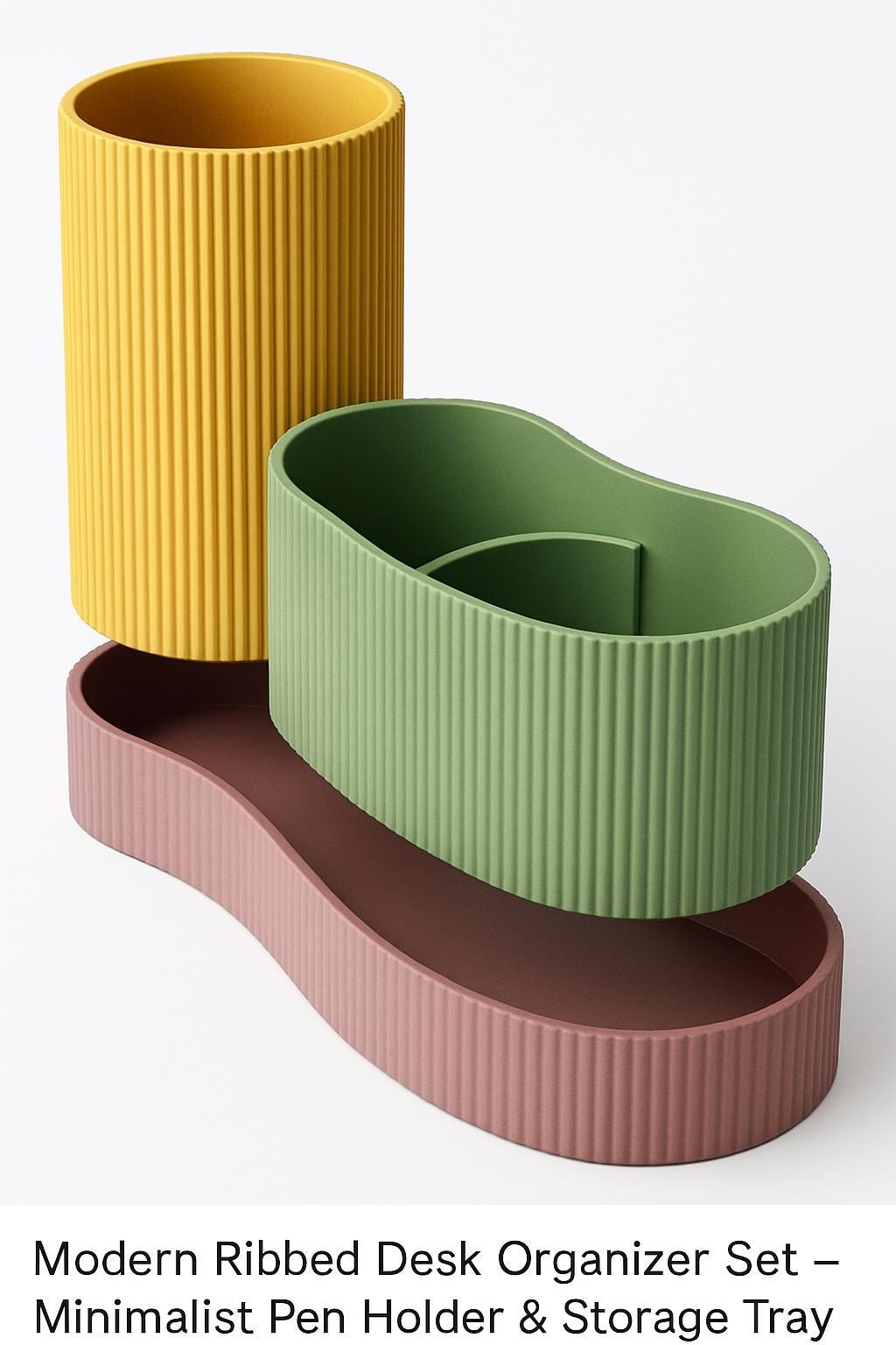 Ribbed Desk Organiser Set – view 9, 3D printed by RS-3D