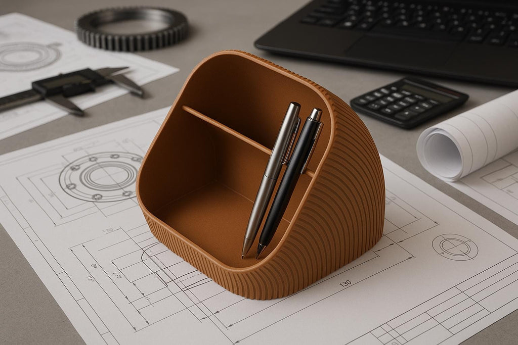Two-Tier Minimalist Desk Organiser – view 4, 3D printed by RS-3D