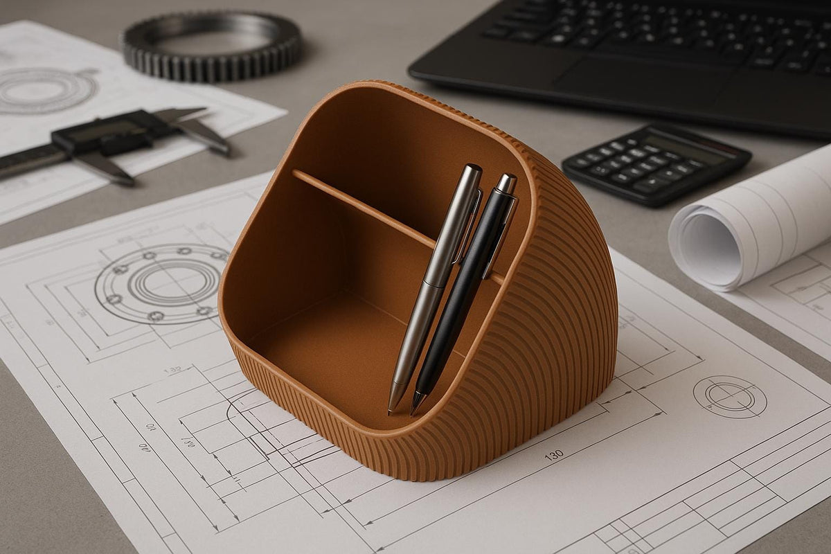 Two-Tier Minimalist Desk Organiser – view 4, 3D printed by RS-3D