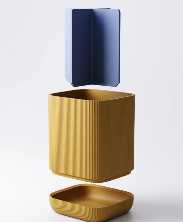 Ribbed Toothbrush Holder with Drip Tray – view 6, 3D printed by RS-3D