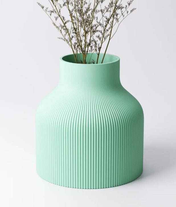 Wide Ribbed Vase – view 4, 3D printed by RS-3D