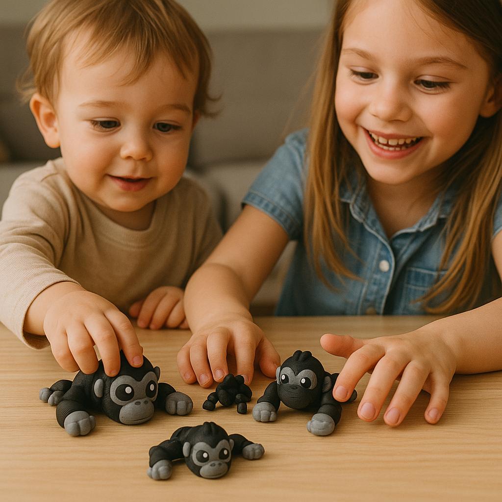 Articulated Gorilla Fidget Toy – view 3, 3D printed by RS-3D
