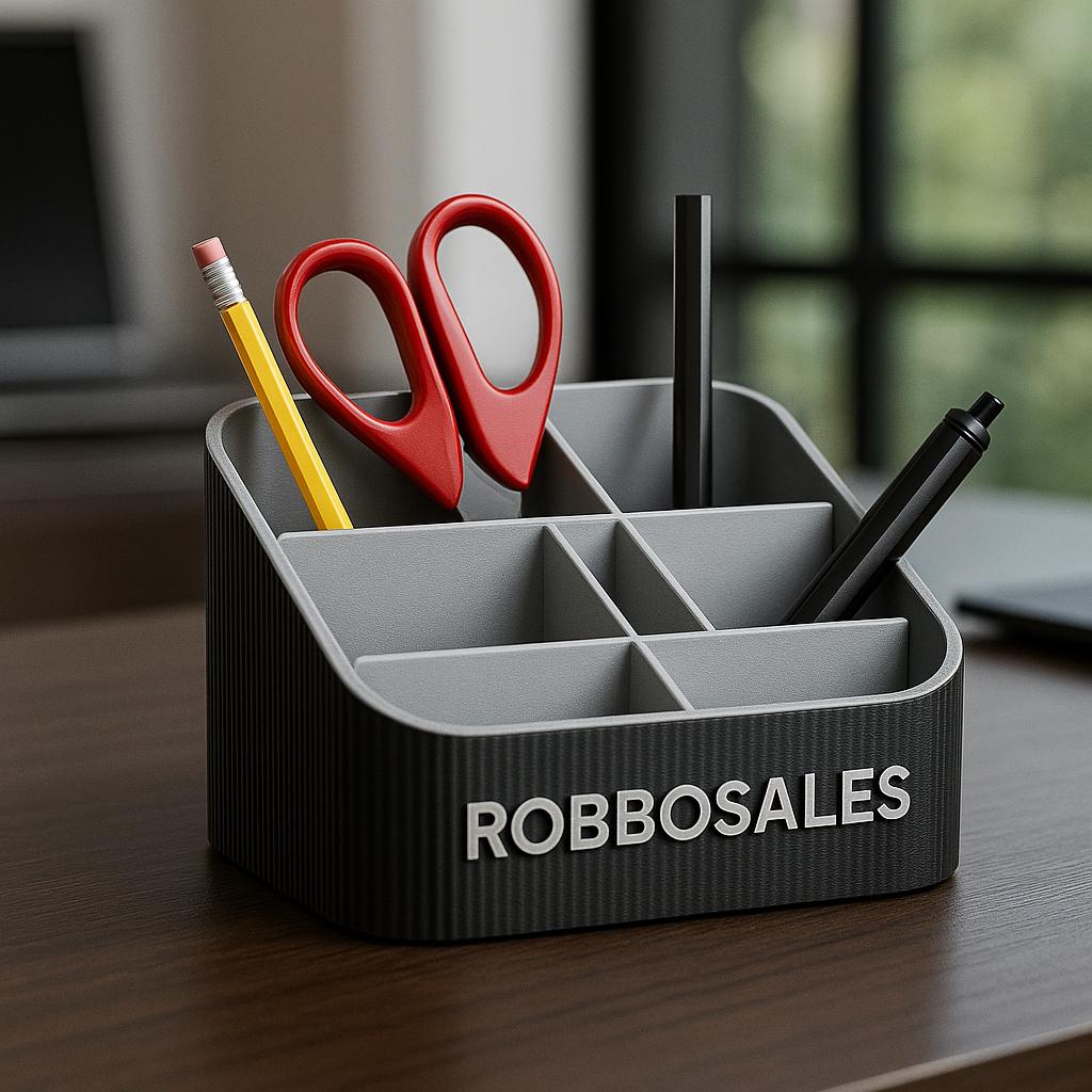 Personalised Desk Organiser – view 2, 3D printed by RS-3D