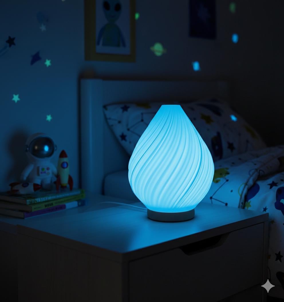 Swirl Table Lamp – view 5, 3D printed by RS-3D