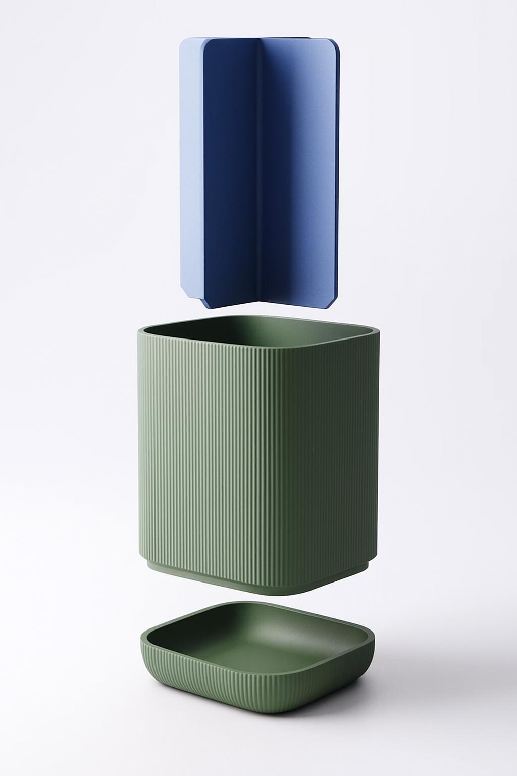 Ribbed Toothbrush Holder with Drip Tray – view 8, 3D printed by RS-3D