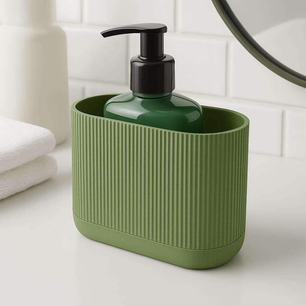 Ribbed Bathroom Caddy with Drip Tray – view 9, 3D printed by RS-3D