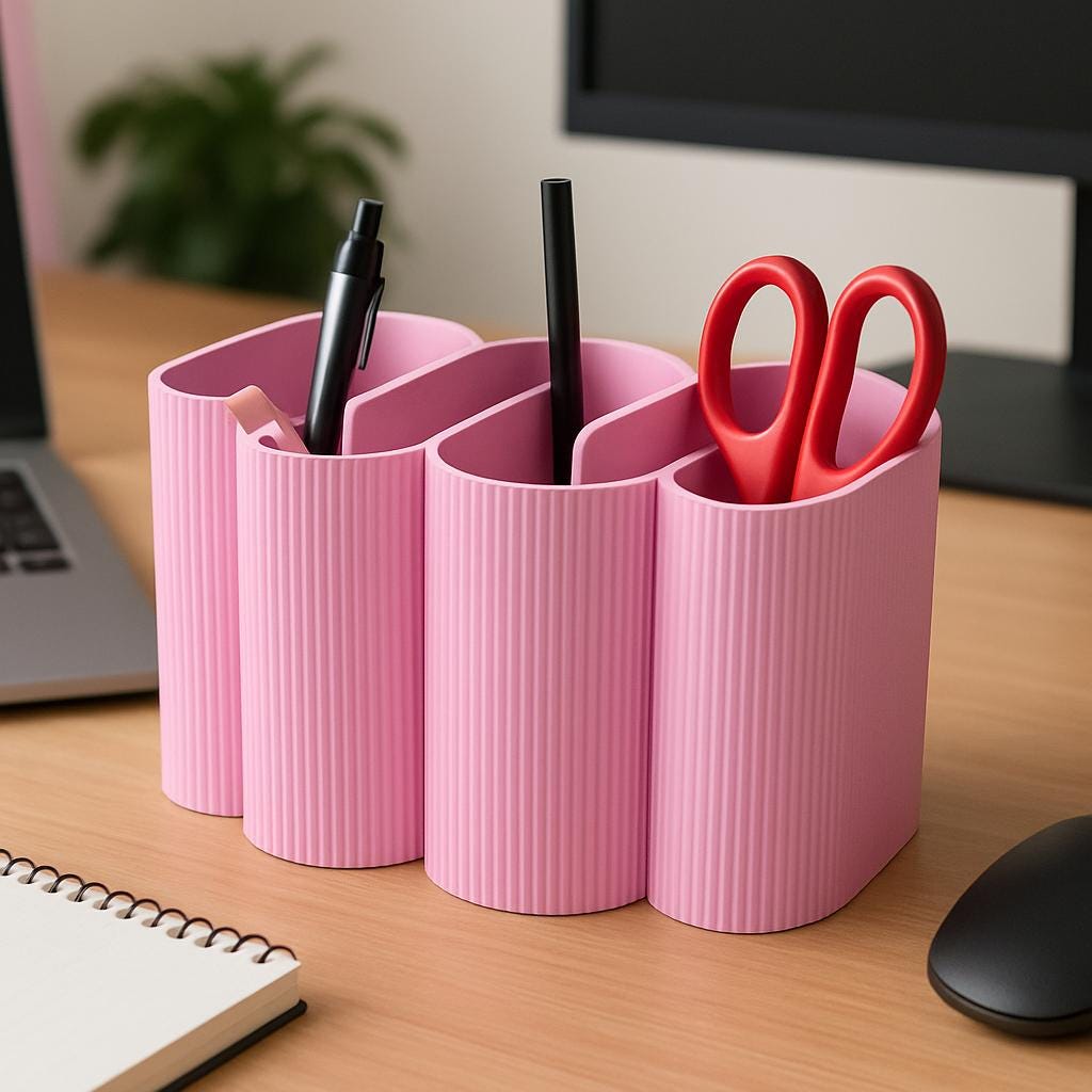 Ripple Desk Organiser – view 2, 3D printed by RS-3D
