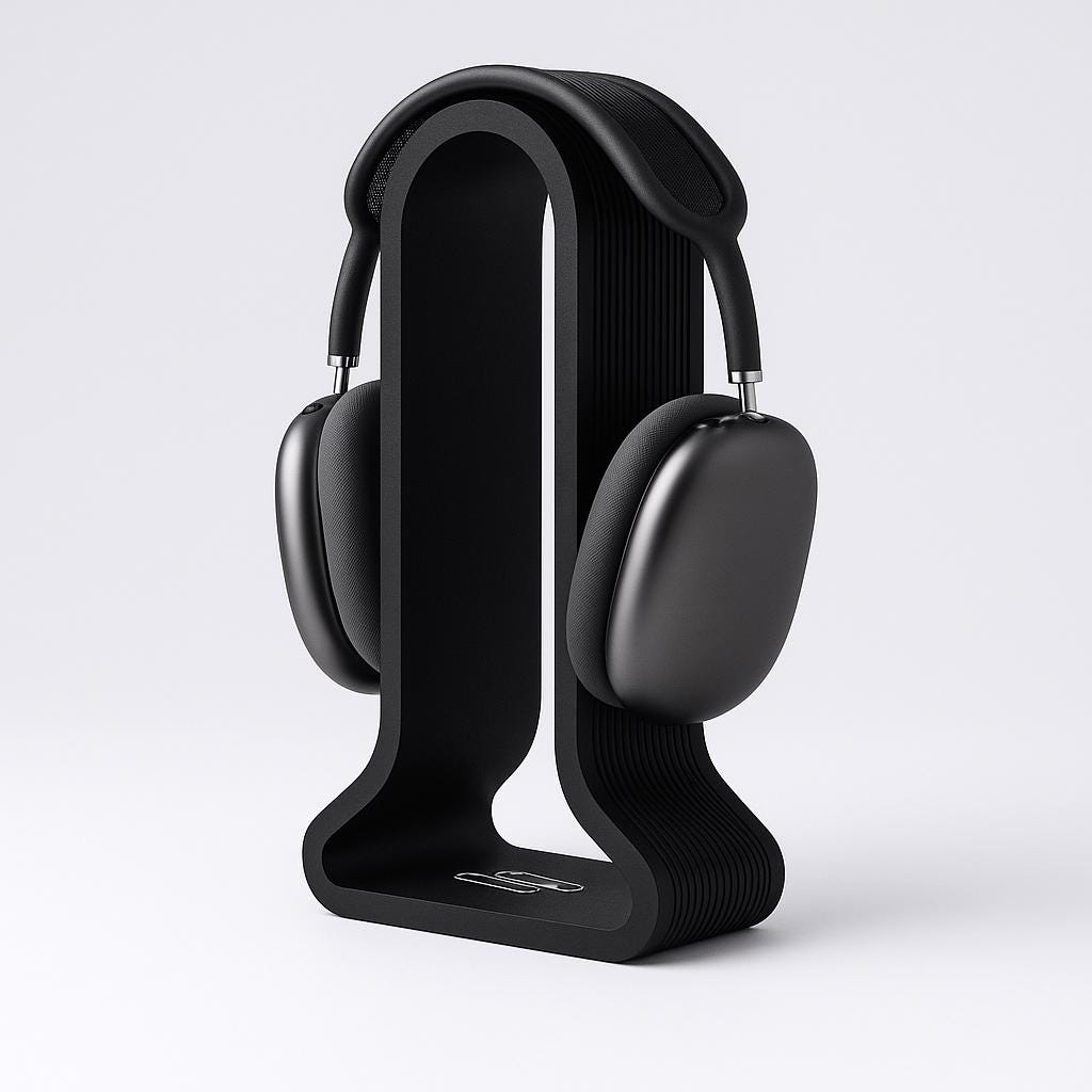Headphone Stand with Catch-All Tray – view 6, 3D printed by RS-3D
