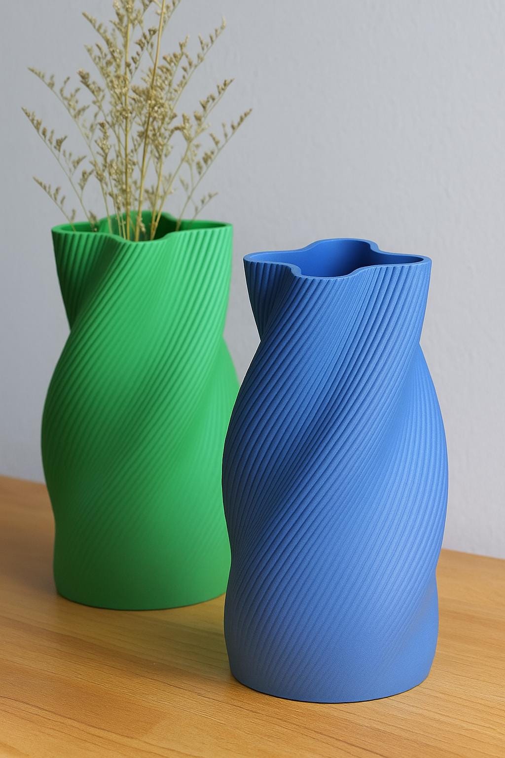 Tall Ribbed Vase for Dried Flowers – view 3, 3D printed by RS-3D