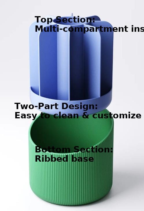 Personalised Rotating Pen Pot – view 9, 3D printed by RS-3D