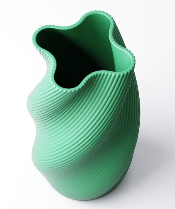 Tall Ribbed Vase for Dried Flowers – view 6, 3D printed by RS-3D