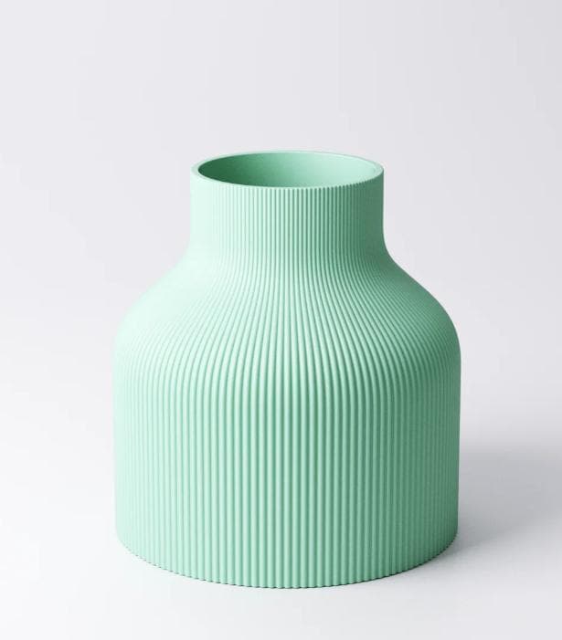 Wide Ribbed Vase – view 6, 3D printed by RS-3D