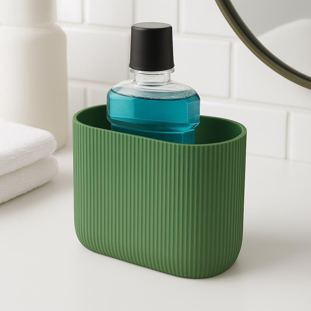 Ribbed Bathroom Caddy with Drip Tray – view 8, 3D printed by RS-3D