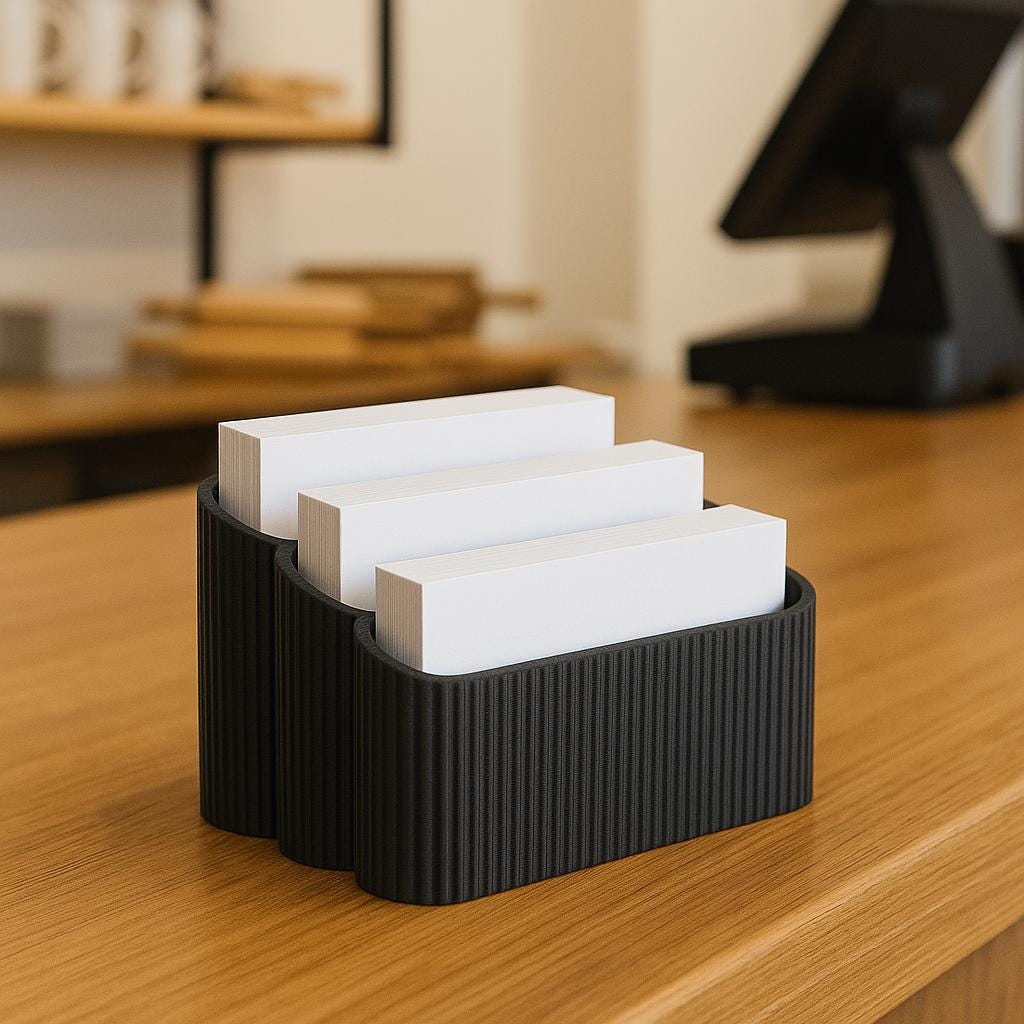 Ribbed Business Card Holder – view 3, 3D printed by RS-3D