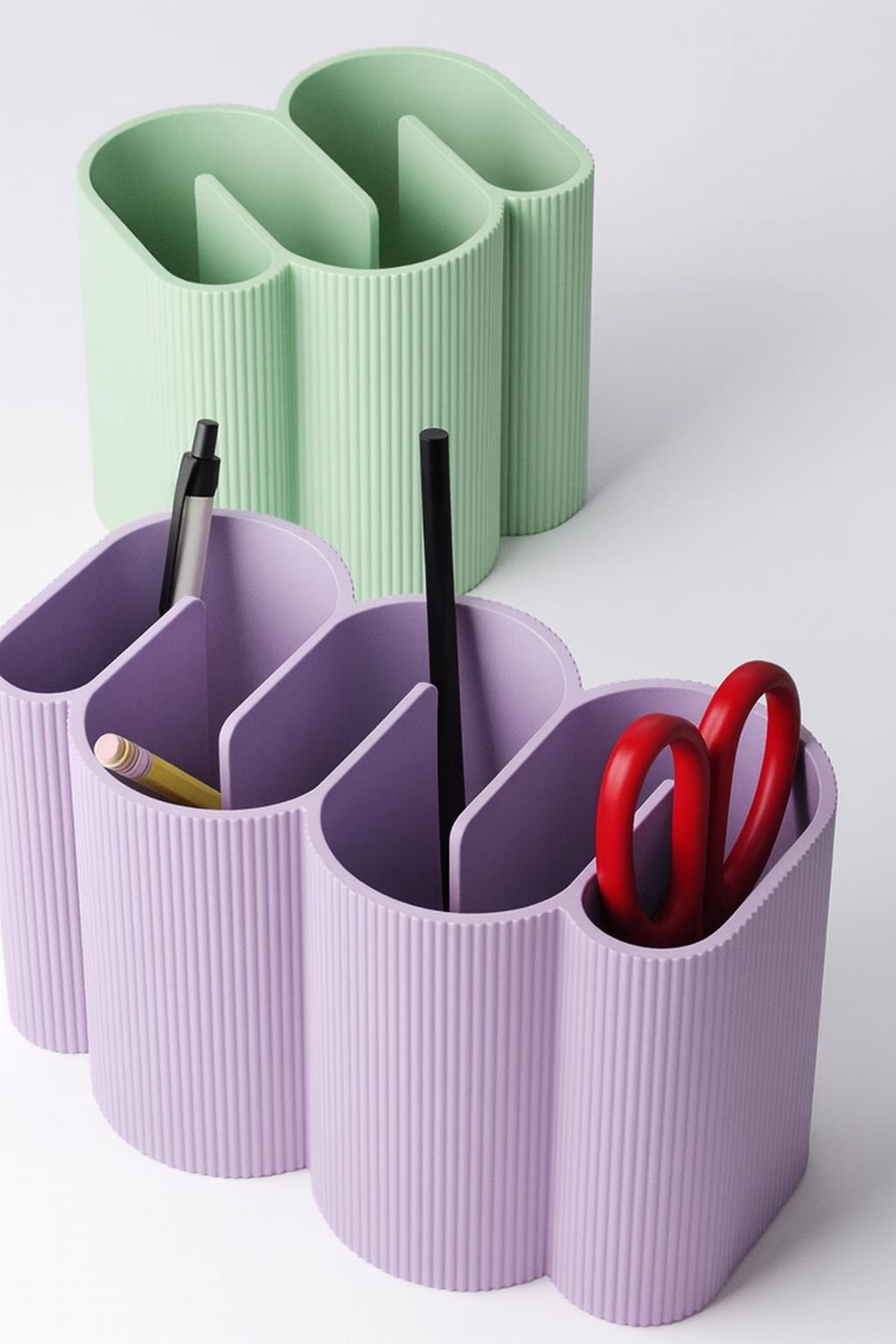Ripple Desk Organiser – view 3, 3D printed by RS-3D