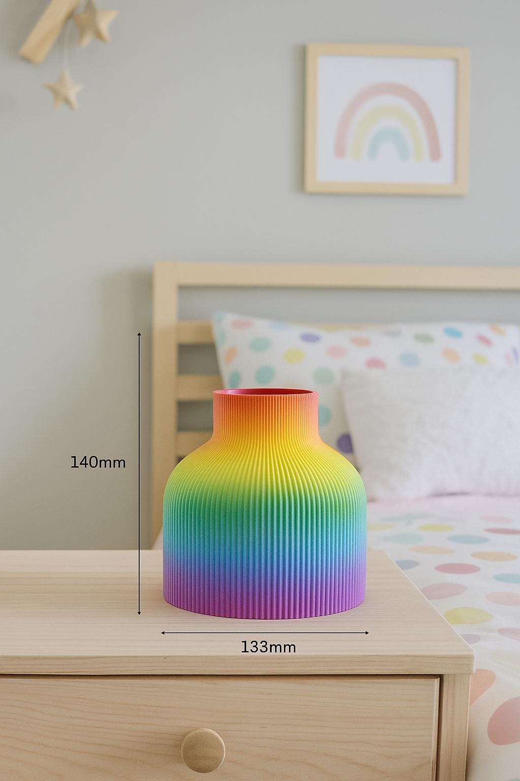 Wide Ribbed Vase – view 8, 3D printed by RS-3D