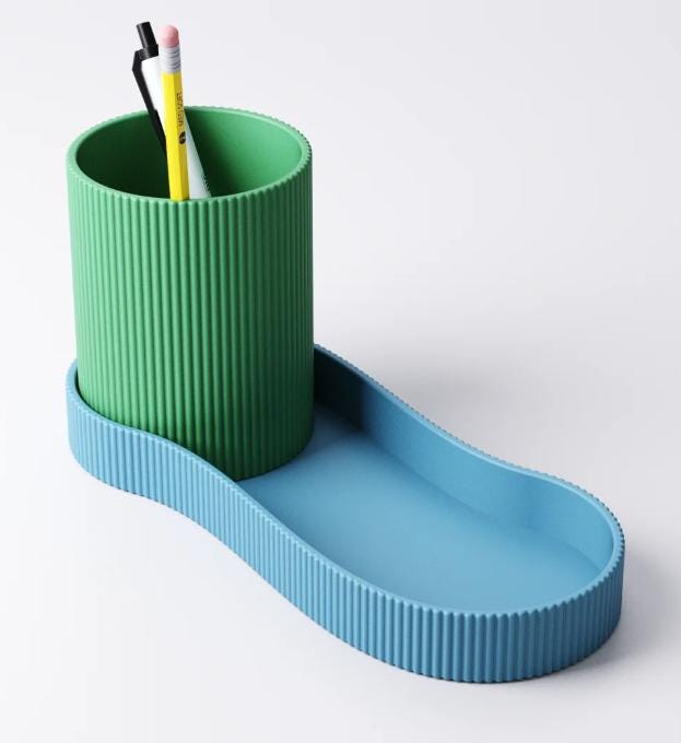 Ribbed Desk Organiser Set – view 7, 3D printed by RS-3D