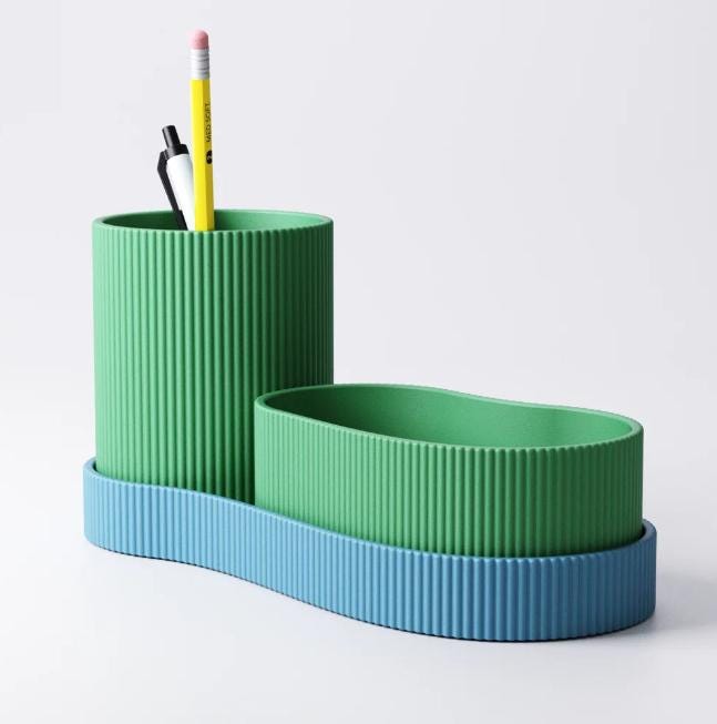 Ribbed Desk Organiser Set – view 4, 3D printed by RS-3D
