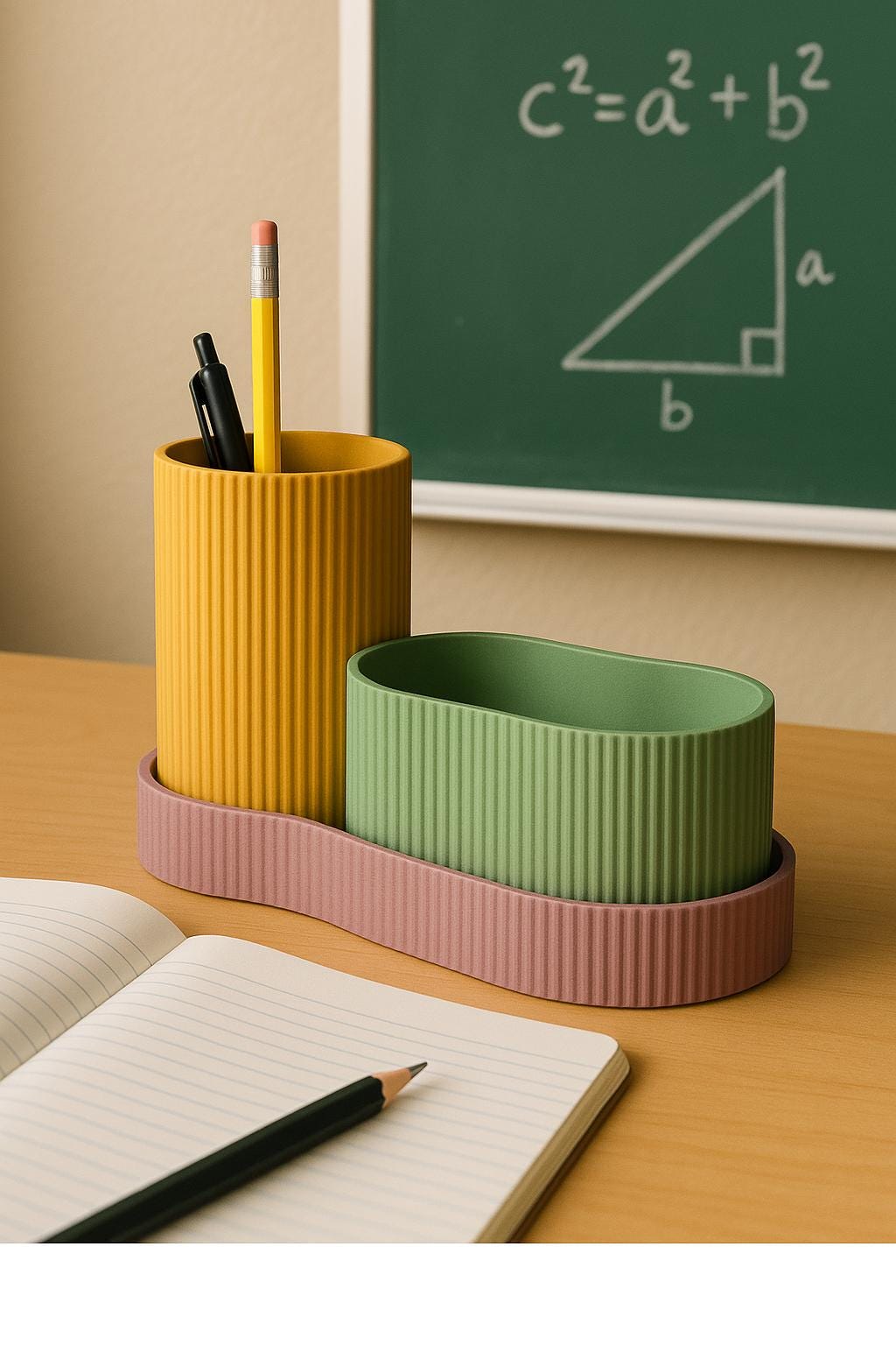 Ribbed Desk Organiser Set – view 5, 3D printed by RS-3D