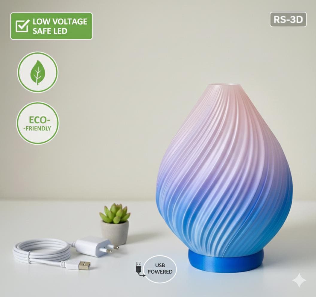 Swirl Table Lamp – view 3, 3D printed by RS-3D