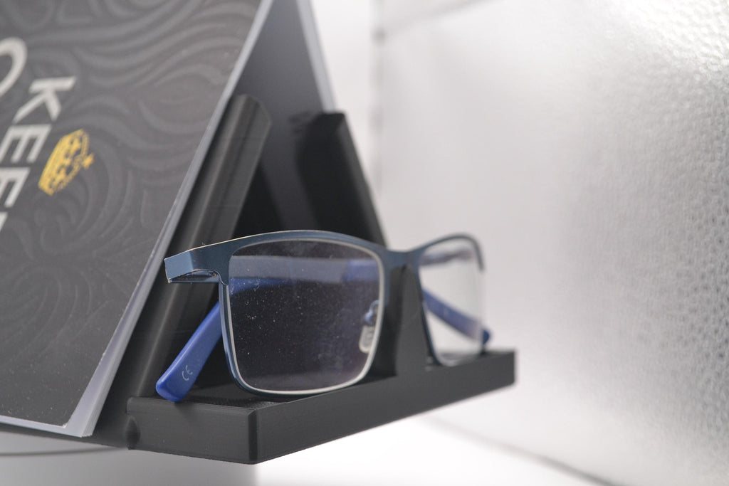 Book Stand & Glasses Holder with Page Holder and Book Spreader – view 4, 3D printed by RS-3D