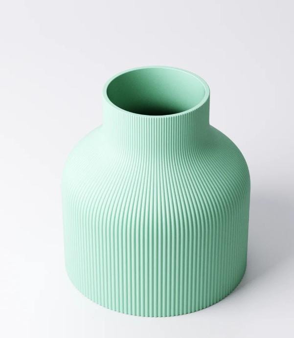 Wide Ribbed Vase – view 5, 3D printed by RS-3D