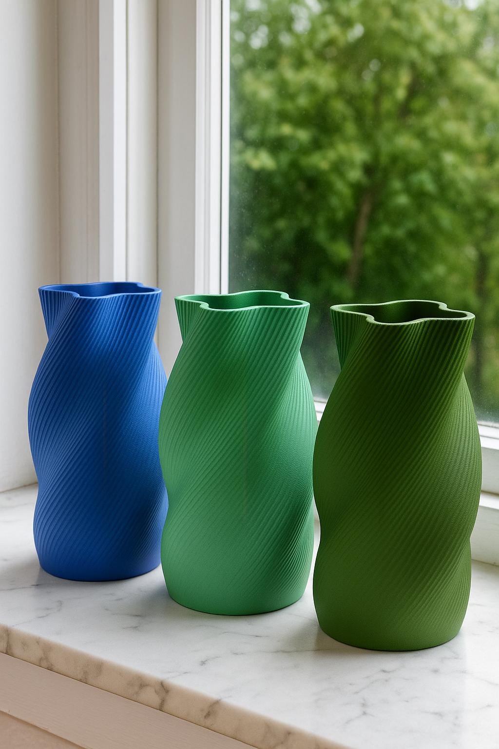 Tall Ribbed Vase for Dried Flowers – view 2, 3D printed by RS-3D