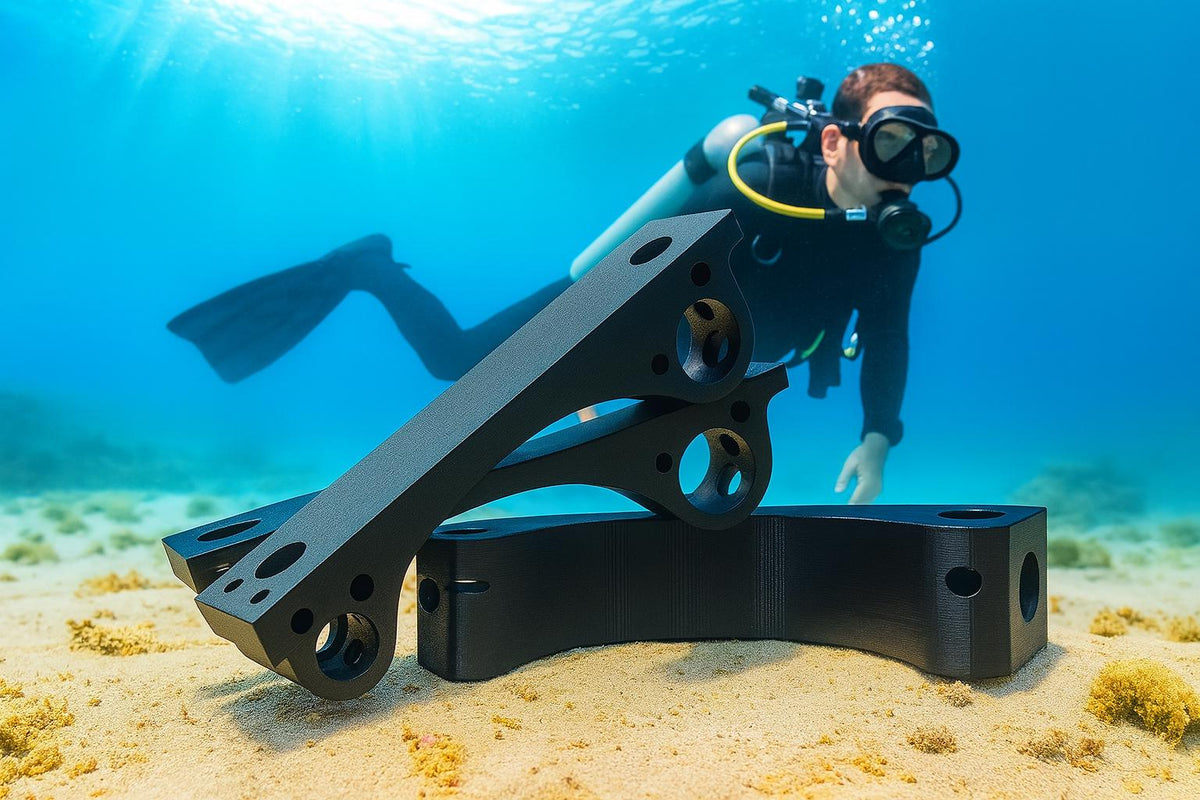Scuba Tank Roll Control Bracket – view 3, 3D printed by RS-3D