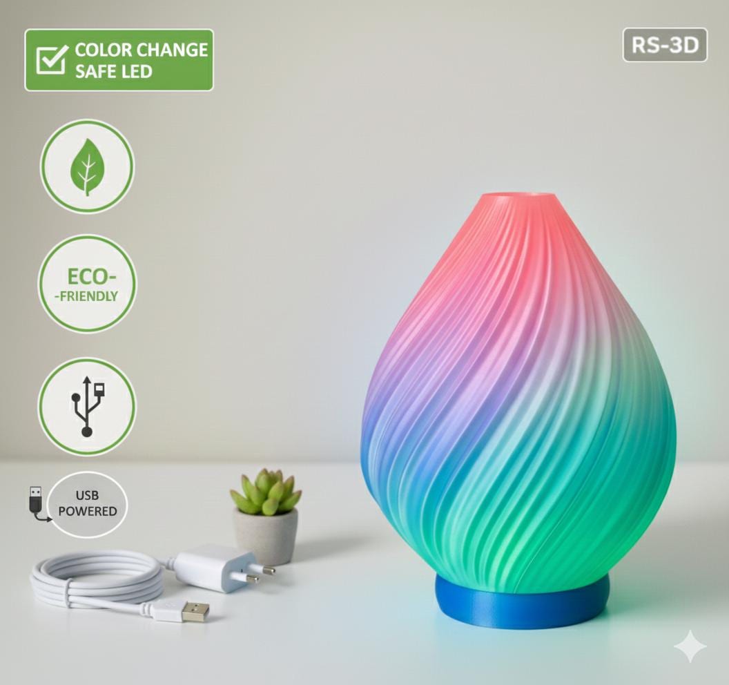 Swirl Table Lamp – 3D printed by RS-3D in Glasgow