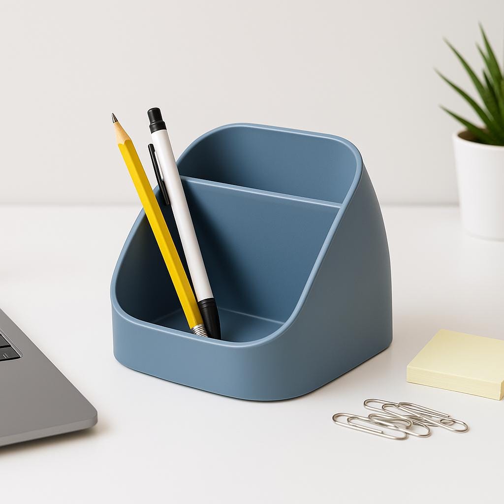 Two-Tier Minimalist Desk Organiser – view 3, 3D printed by RS-3D