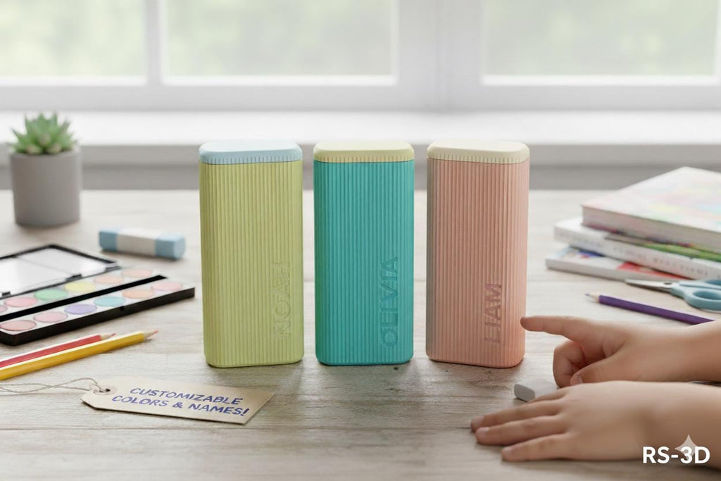 Personalised Slim Pencil Case – view 4, 3D printed by RS-3D