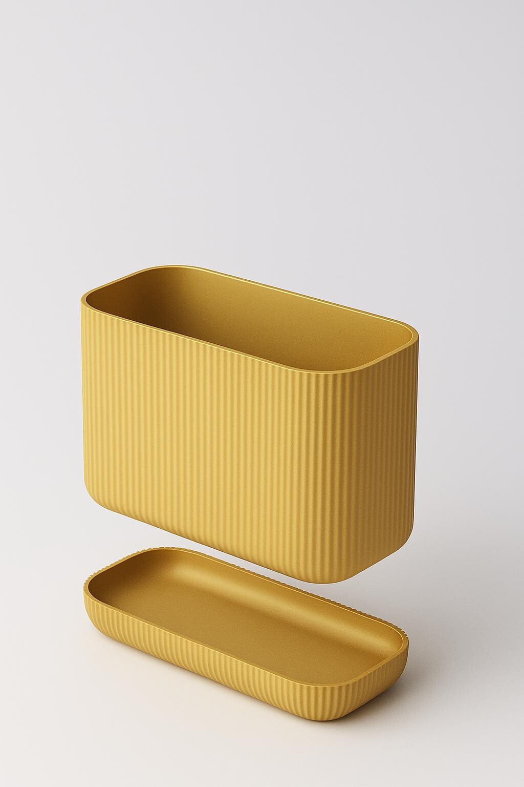 Ribbed Bathroom Caddy with Drip Tray – view 6, 3D printed by RS-3D