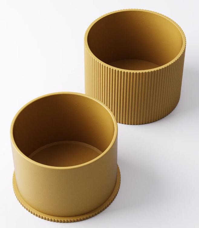 Ribbed Coin Bank – view 9, 3D printed by RS-3D