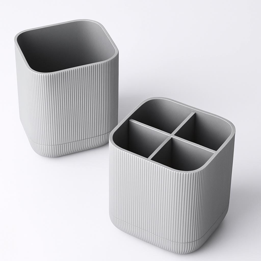 Ribbed Toothbrush Holder with Drip Tray – view 11, 3D printed by RS-3D