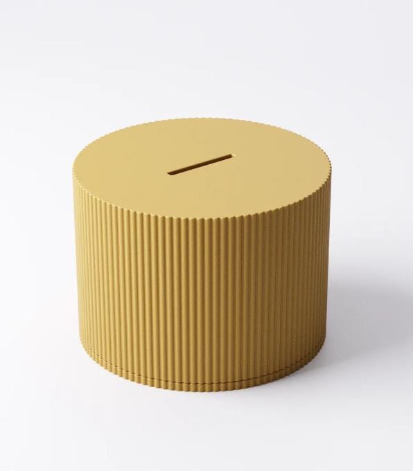 Ribbed Coin Bank – view 6, 3D printed by RS-3D