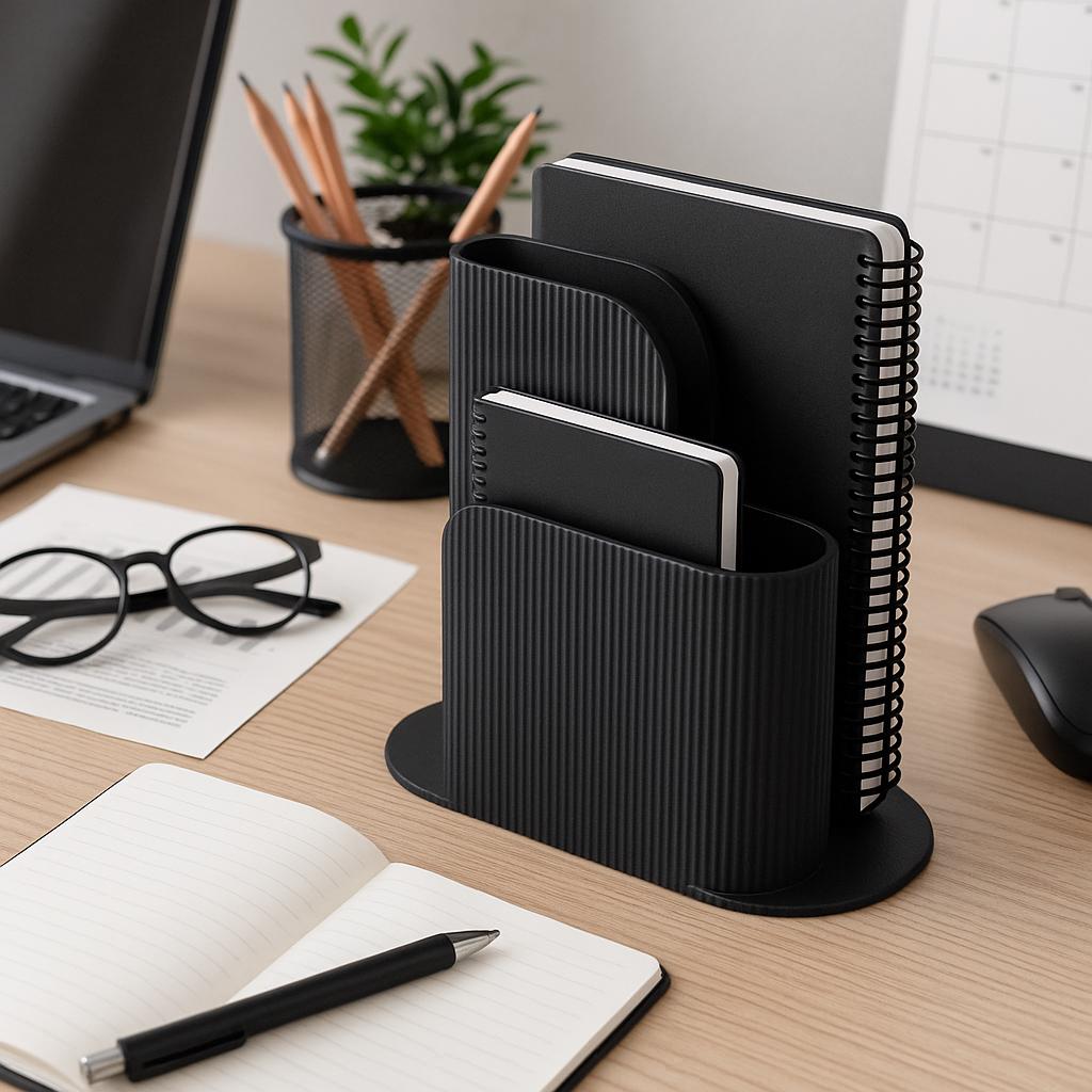 Ribbed File & Notebook Holder – view 3, 3D printed by RS-3D