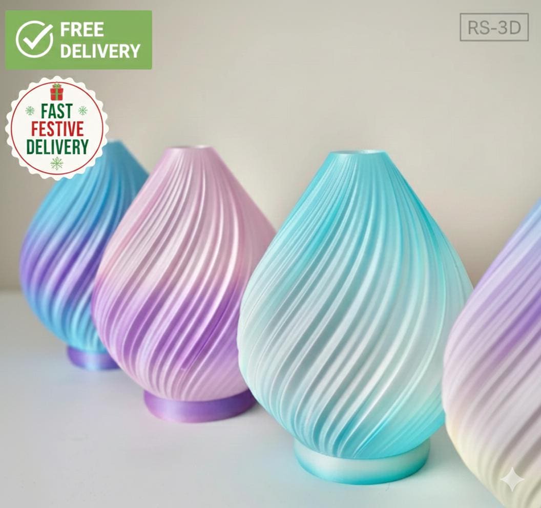 Swirl Table Lamp – view 2, 3D printed by RS-3D