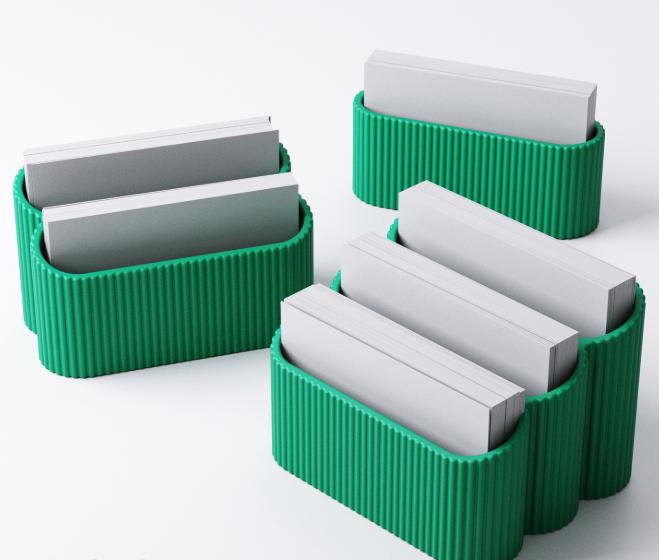 Ribbed Business Card Holder – view 4, 3D printed by RS-3D
