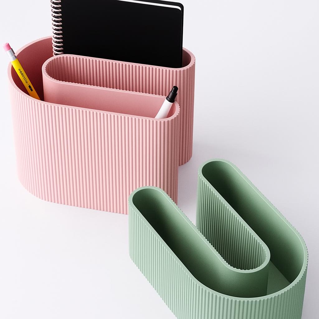 S-Shaped Ribbed Desk Organiser – view 4, 3D printed by RS-3D