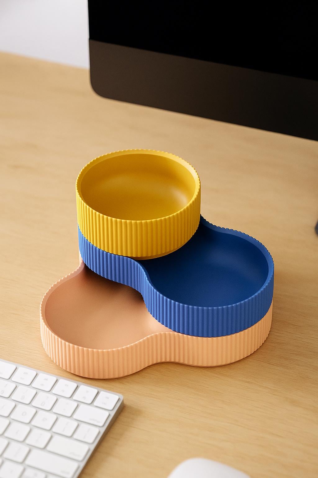 3-Tier Rippled Storage Tray – view 2, 3D printed by RS-3D