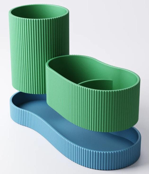 Ribbed Desk Organiser Set – view 6, 3D printed by RS-3D