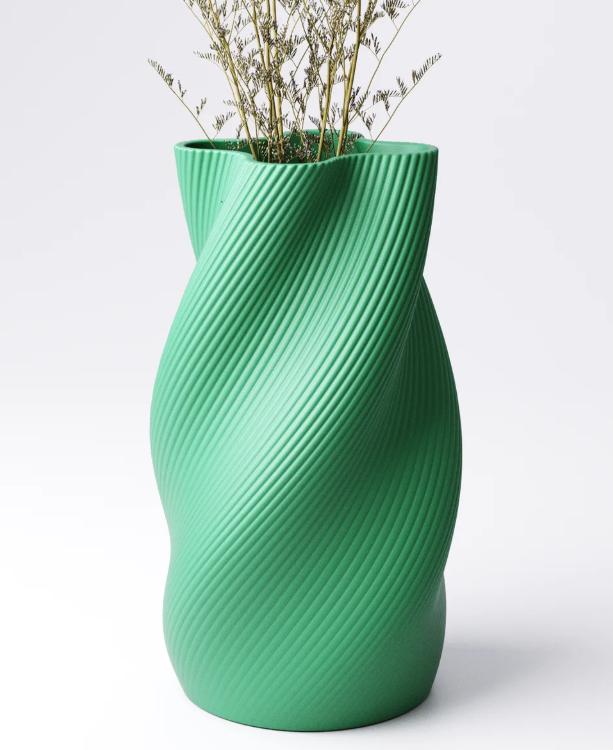 Tall Ribbed Vase for Dried Flowers – view 4, 3D printed by RS-3D