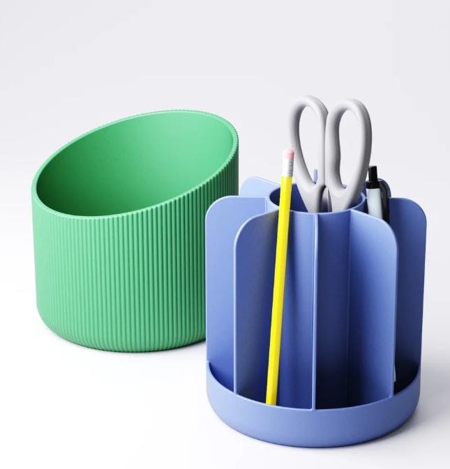 Personalised Rotating Pen Pot – view 6, 3D printed by RS-3D