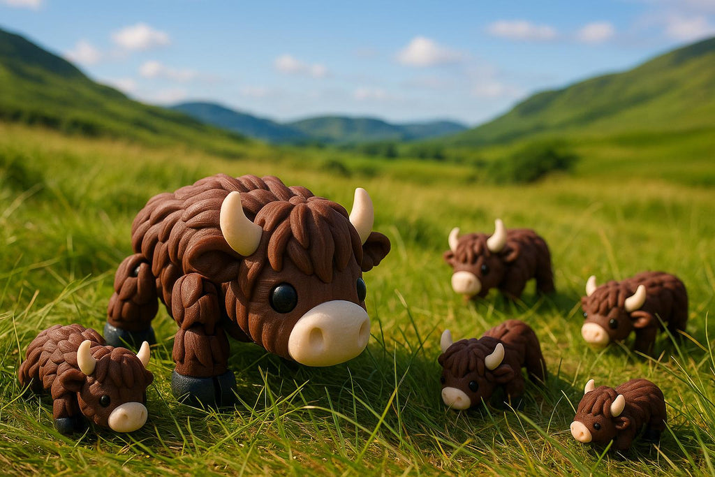 Articulated Highland Cow Fidget Toy – view 8, 3D printed by RS-3D