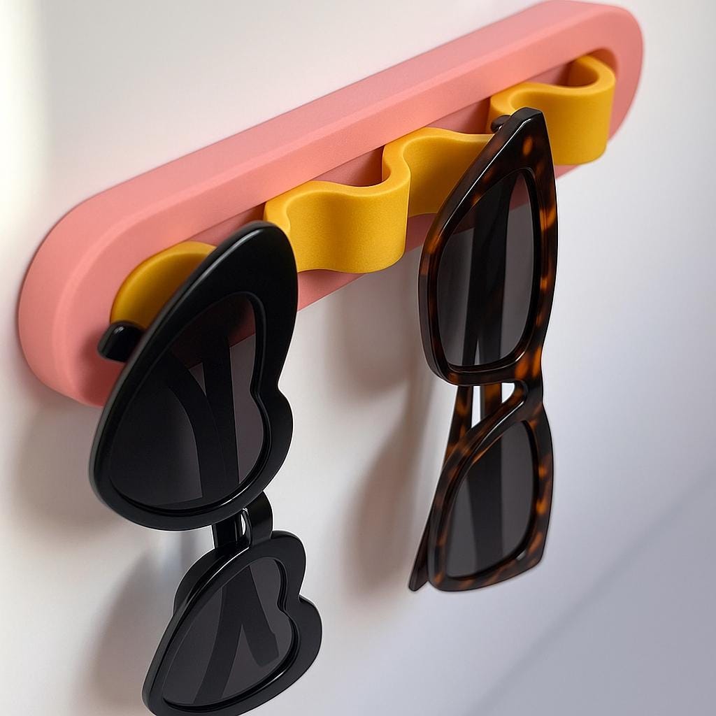 Sunglasses Wall Holder – view 3, 3D printed by RS-3D