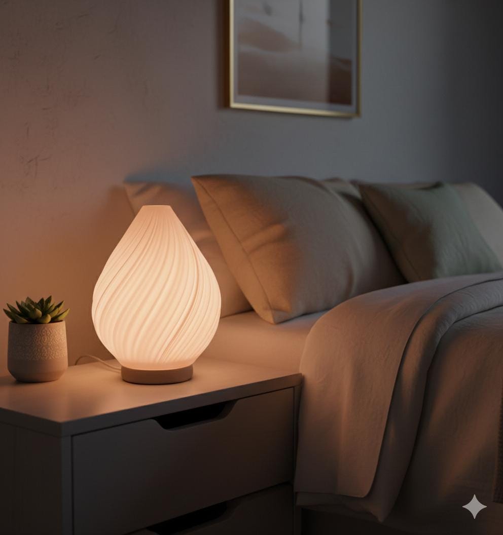 Swirl Table Lamp – view 4, 3D printed by RS-3D